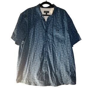 Rank 45 Blue Black Print Size XXL short Sleeve Button Up